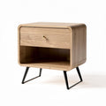 Wooden nightstand with drawer and open shelf for bedroom storage 50 x 40 x 45cm
