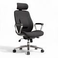 Ergonomic office chair with adjustable headrest and armrests in black fabric 65 x 65 x 120cm