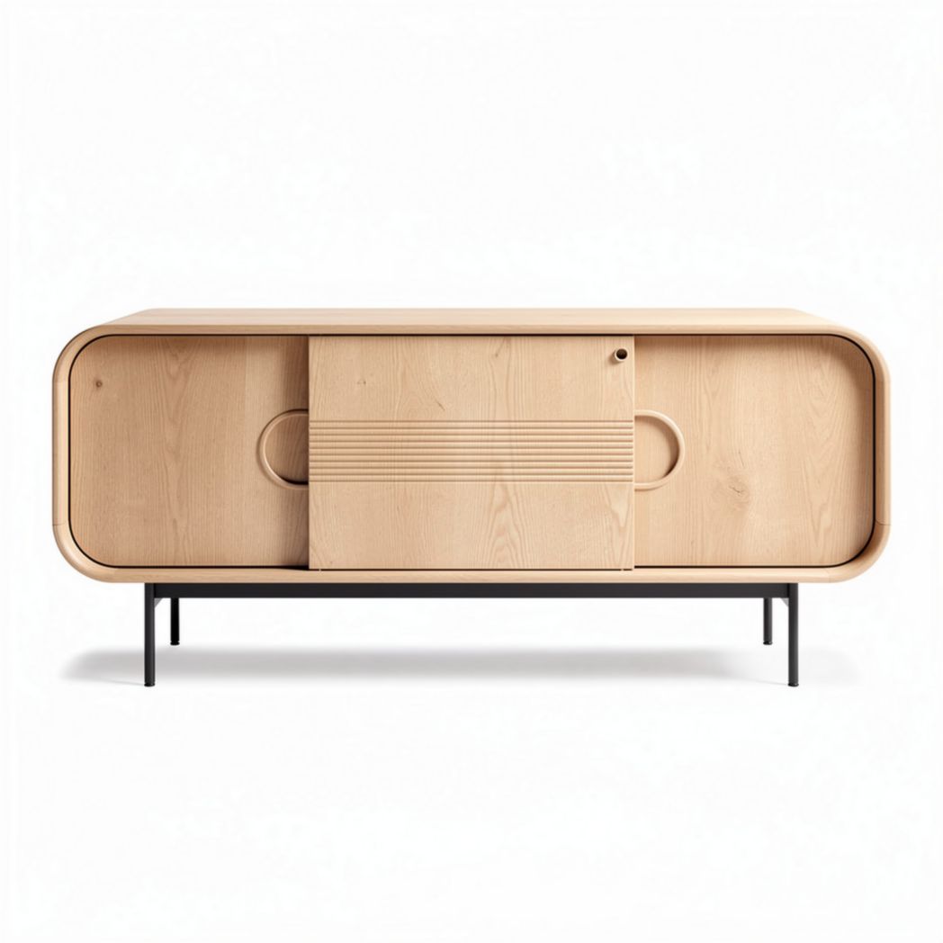 Wooden mid-century modern sideboard with metal legs 150 x 40 x 50cm