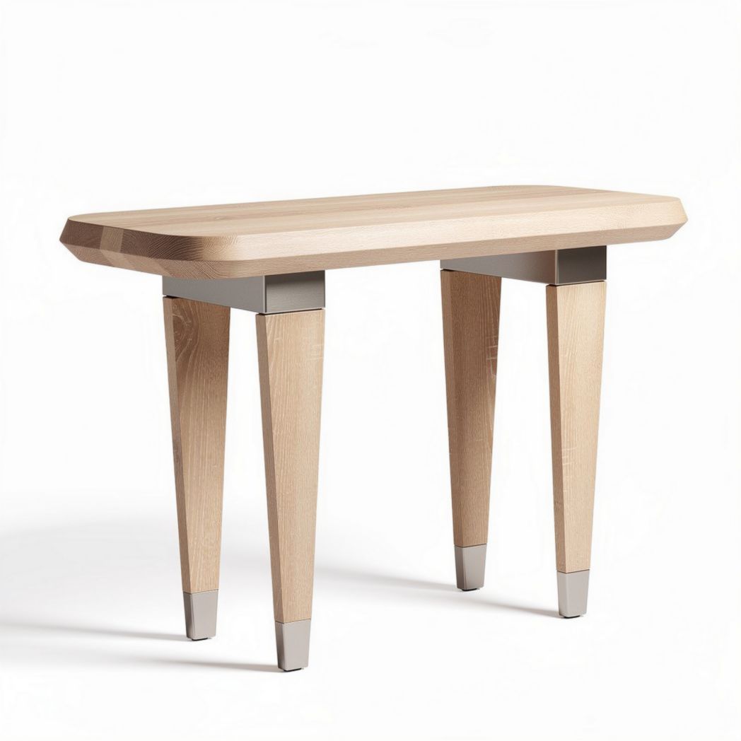 Natural wood console table with metal legs 70 x 30 x 75cm for entryway use