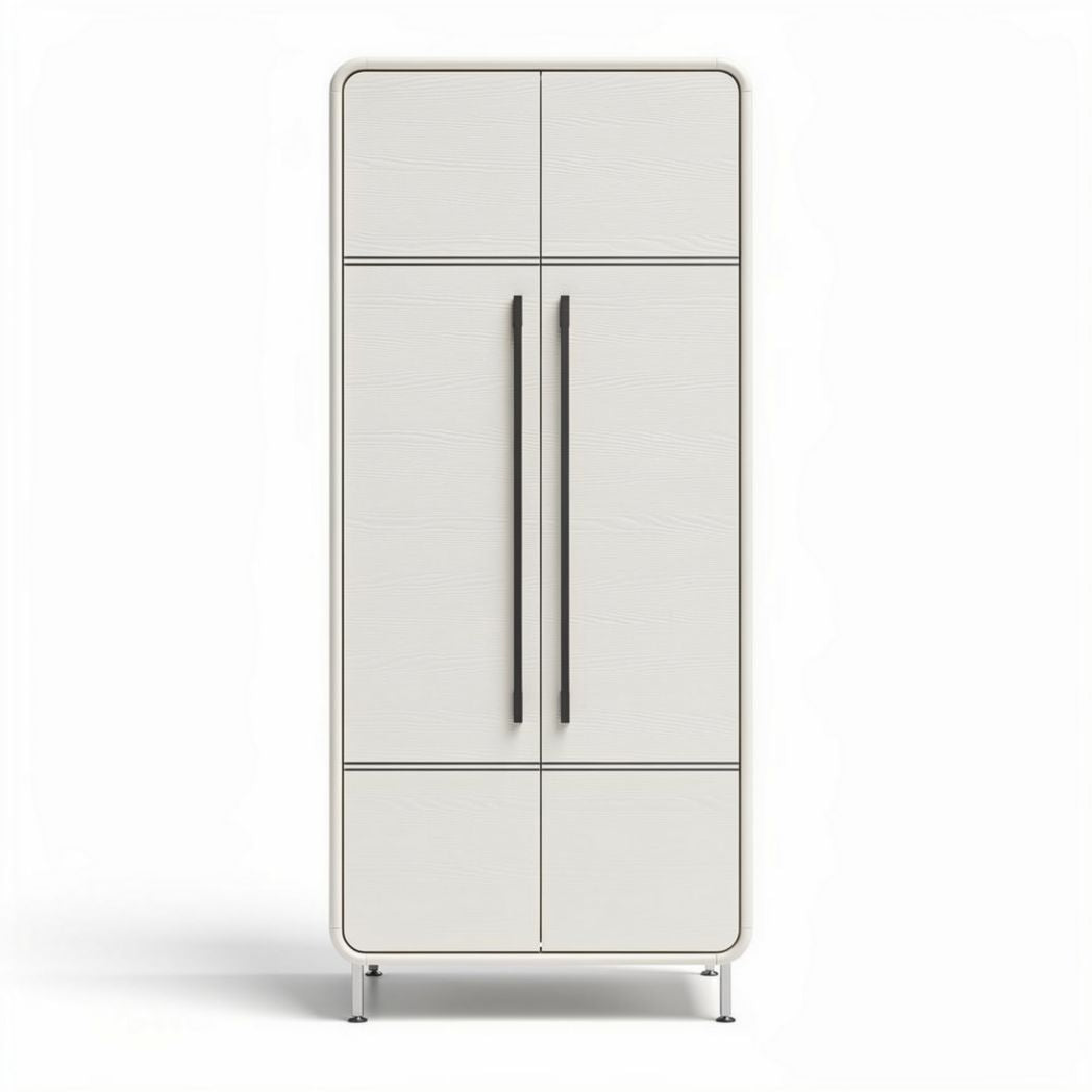 Modern freestanding refrigerator in white finish with dual handles 80 x 40 x 180cm
