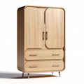 Wooden wardrobe with two doors and two drawers 80 x 50 x 120cm natural finish