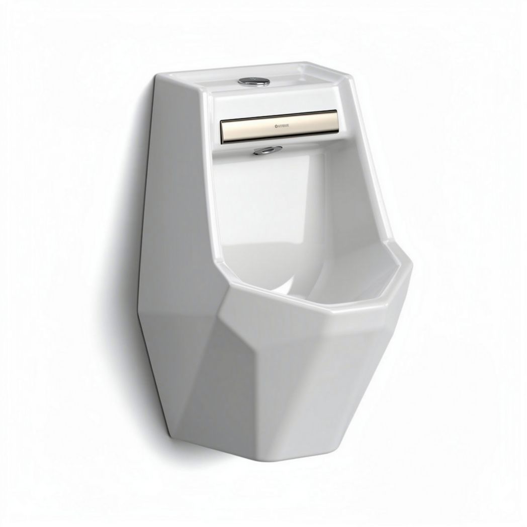 Wall-mounted ceramic urinal with dual flush mechanism and sleek design